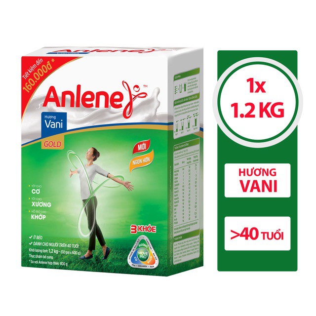 Sữa Bột Anlene Vani Gold Move Pro Hộp Giấy 1.2kg ( Trên 40 Tuổi ) | BigBuy360 - bigbuy360.vn