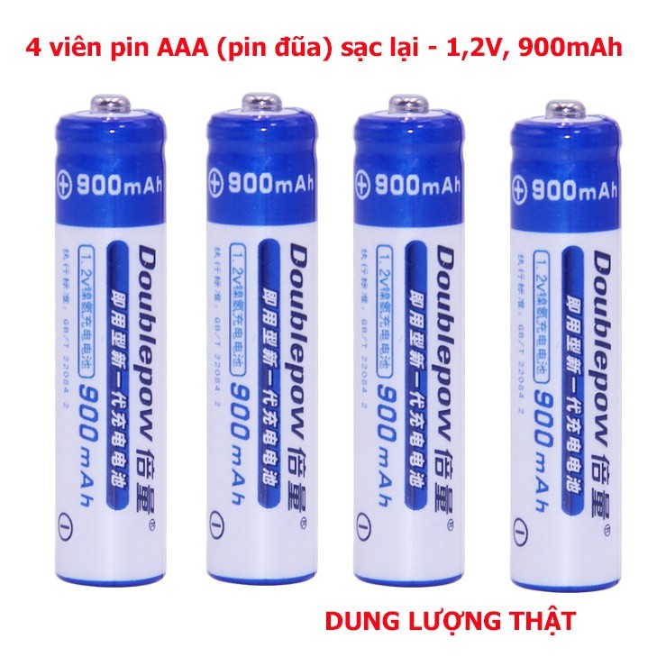 Bộ 4 viên pin tiểu sạc Doublepow AAA 900mAh