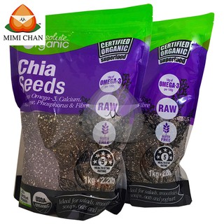 Combo 2 Gói Hạt Chia Úc Tím Absolute Organic Chia Seeds 2Kg Tốt Cho Trí Não