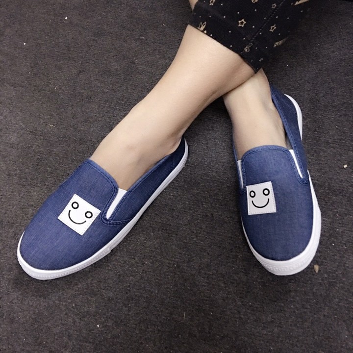 Giày slip on mặt cười jean đậm VV89 | WebRaoVat - webraovat.net.vn