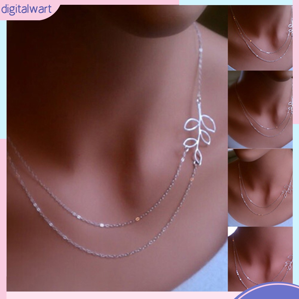 Dây chuyền hai lớp mặt hình chiếc lá xinh xắn dành cho nữ