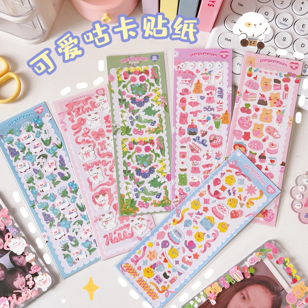 Peach 1Pcs Cute bear stickers with cartoon decorations Journal Scrapbook Decor Sticker
