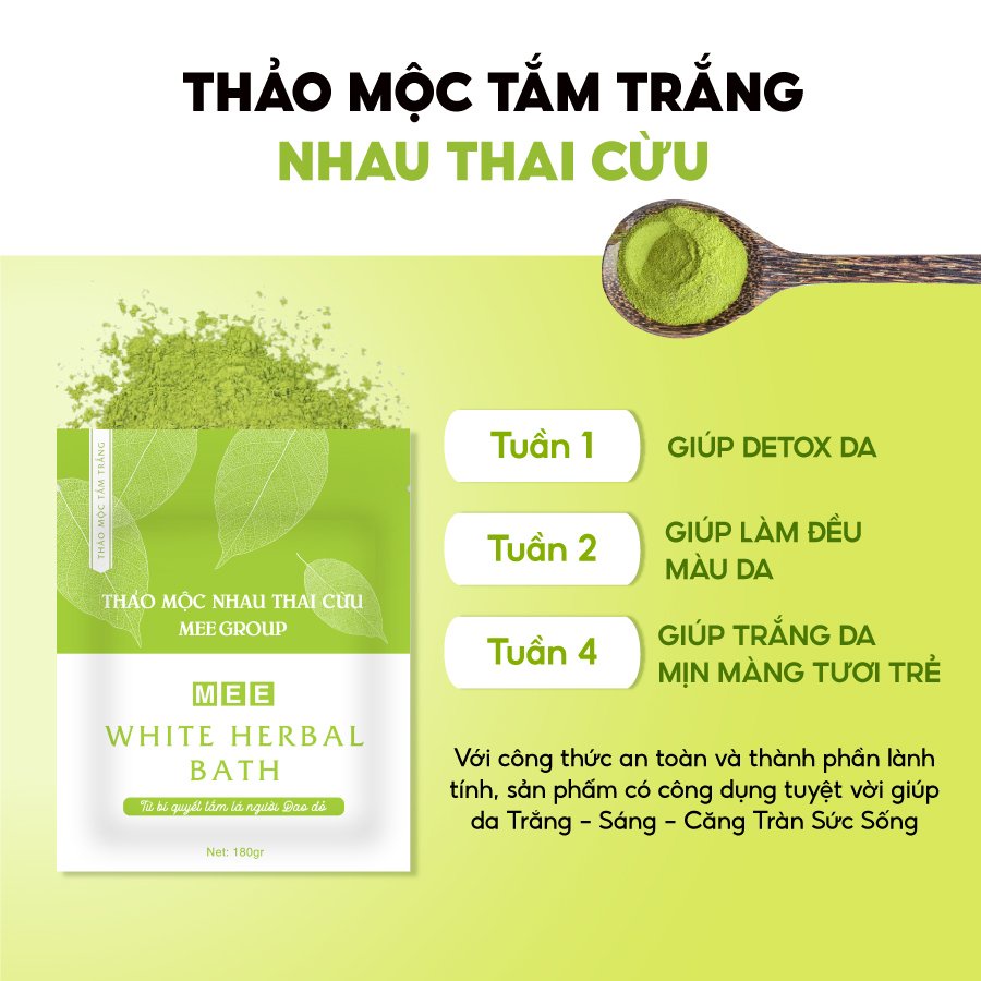 Tắm trắng nhau thai cừu, dưỡng trắng da body thảo mộc Mee Natural White Herbal Bath 180g