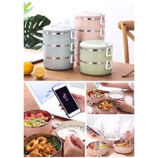 Hộp Đựng Cơm Cặp Lồng Cơm Giữ Nhiệt Lúa Mạch Ruột Inox (𝑮𝒊𝒂 𝑫𝒖̣𝒏𝒈 𝑻𝒖𝒂̂́𝒏 𝑻𝒂̀𝒊)