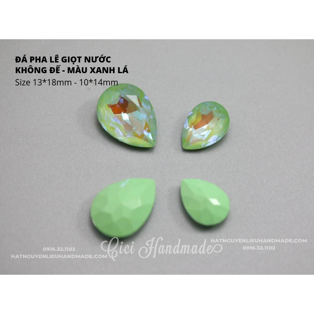 Hạt đá pha lê giọt nước không đế 13*18mm Cici Handmade hạt cườm nguyên liệu tự làm kẹp tóc đính kết váy sang chảnh