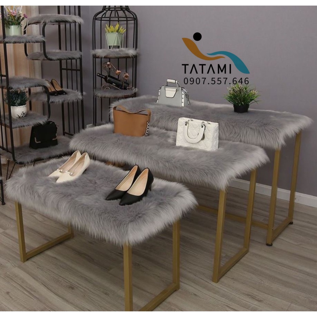 Thảm Lông Trải Bàn Trang Điểm - Màu Xám độc Quyền