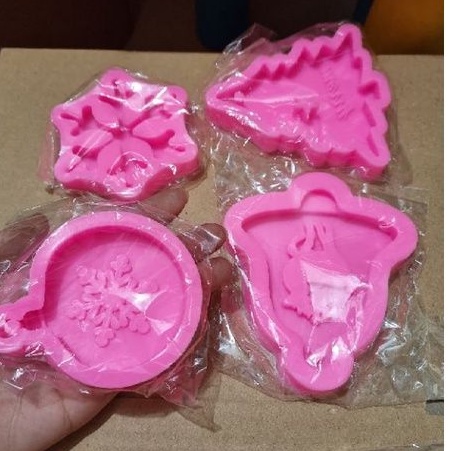 Khuôn silicone 3D cây thông Noel chuông giáng sinh bông tuyết quả cầu làm bánh fondant rau câu trang trí