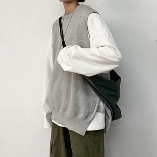 Áo sweater không tay dáng rộng thời trang xuân thu Hàn Quốc cho nam