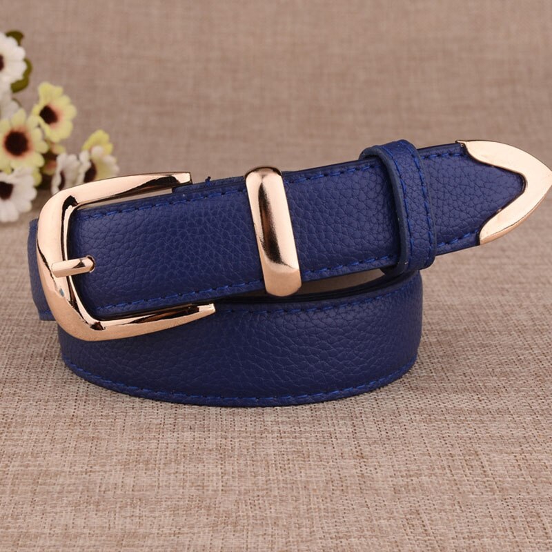 Thắt lưng da pu khóa kim loại tròn thời trang cho nữ