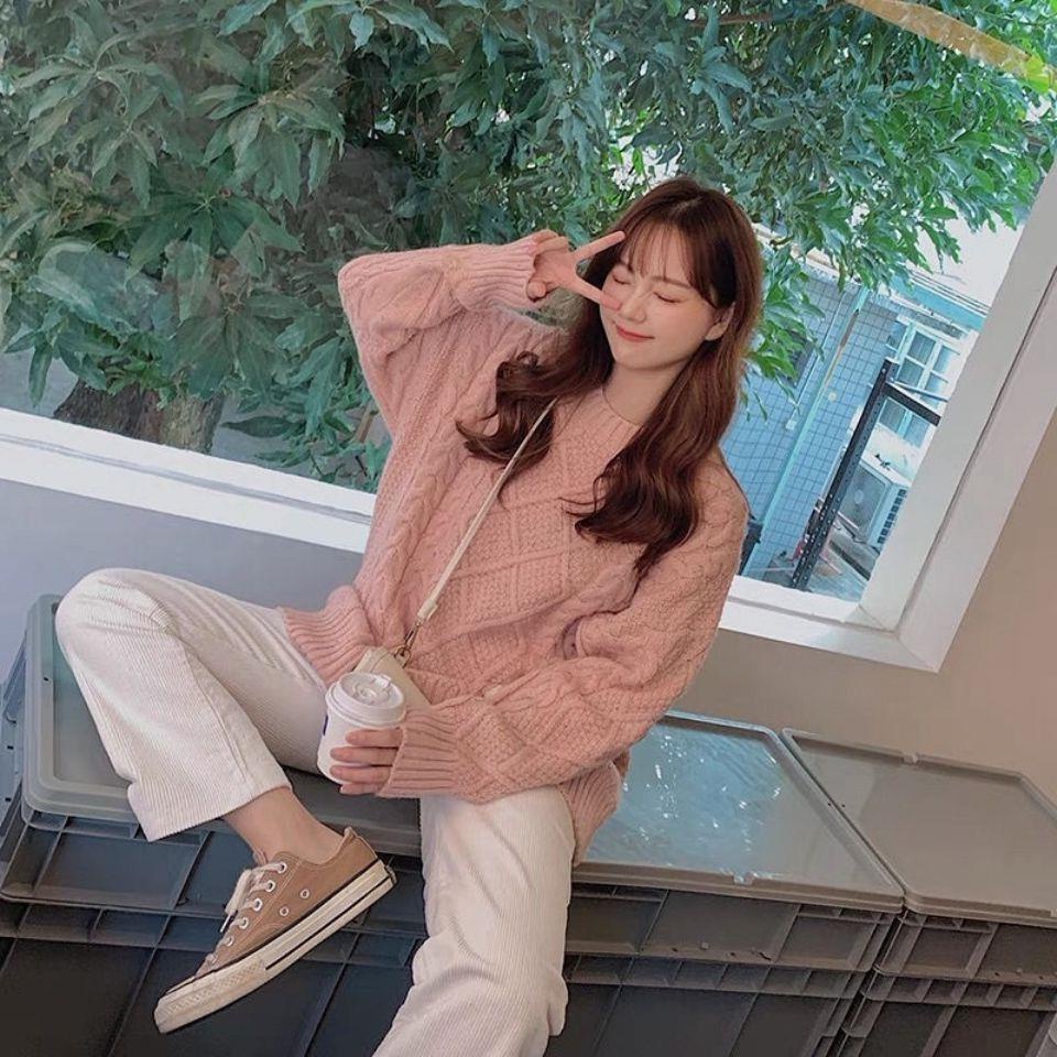 Áo len dệt kim dáng rộng thời trang thu đông cho nữ, áo Sweater