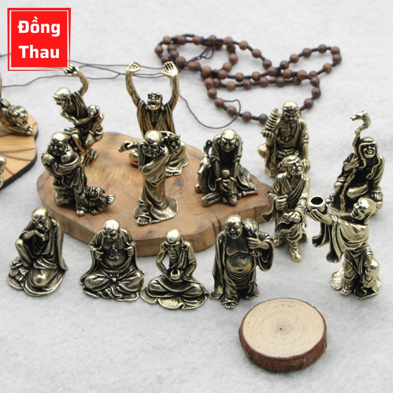 Tượng Nhỏ Phong Thủy Bằng Đồng Kiểu Dáng Các Vị La Hán, Đem Lại Sự May Mắn Tài Lộc, Trưng Bày