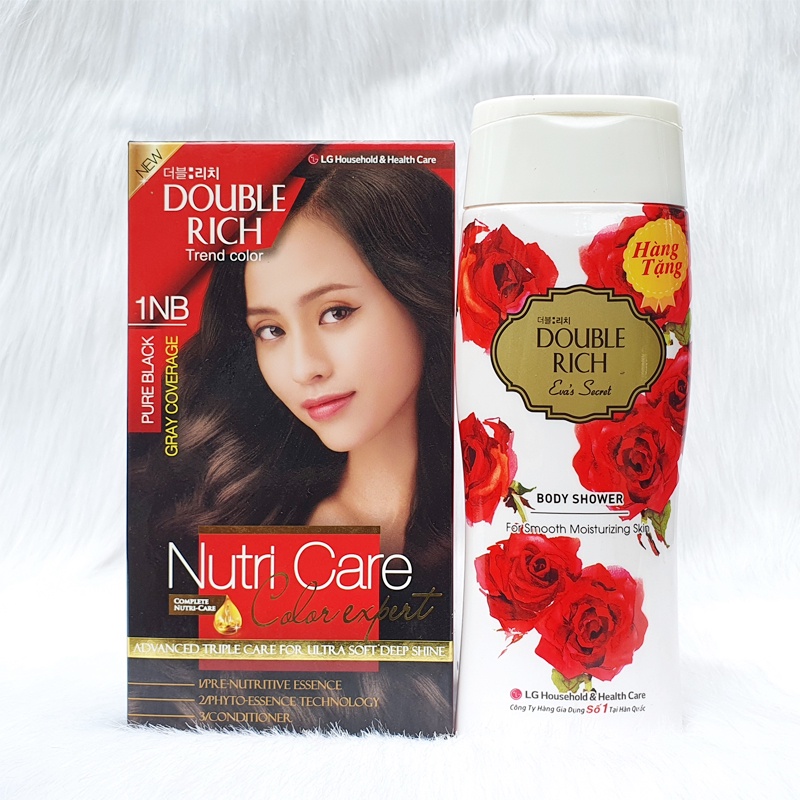 [Tặng Sữa Tắm 200g]Nhuộm Tóc Double Rich Trend Color 1NB - Đen Tự Nhiên