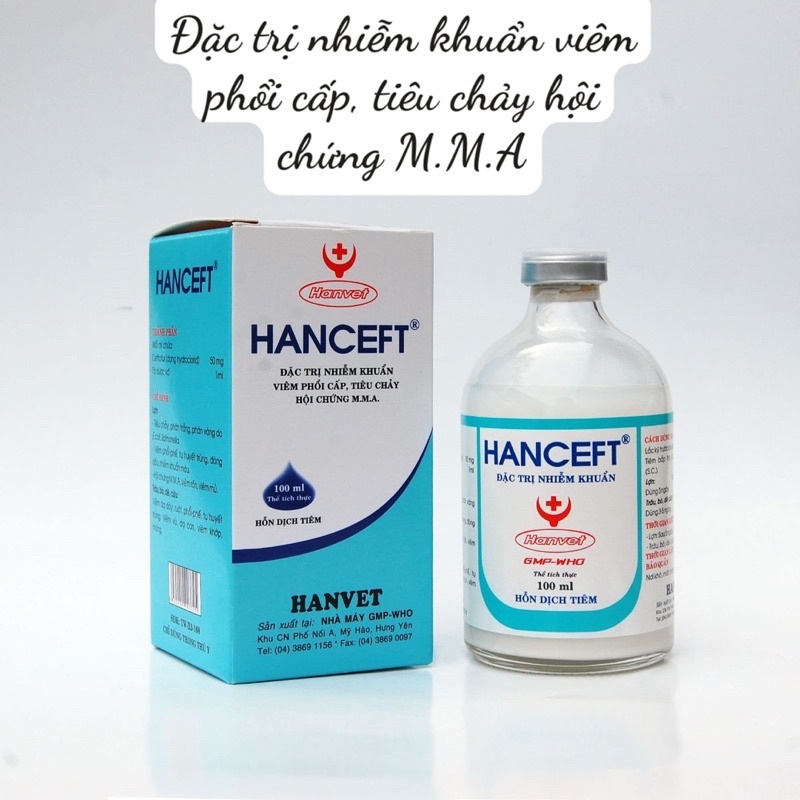 1 lọ Hanceft dùng cho nhiễm khuẩn, viêm phổi, đi ngoài lâu ngày trên trâu bò lợn chó mèo