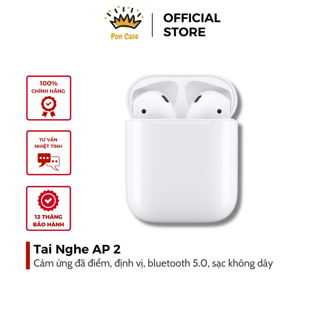 Tai nghe Bluetooth Không Dây AP2 Bản Cao Cấp Full Chức Năng Định Vị - Đổi Tên - Bluetooth 5.0 Pon Case