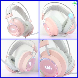 Tai nghe Gaming Wangming 9800s có dây RGB 7.1 - Cổng USB - Màu hồng kute, màu đen như ý - BH 12 Tháng