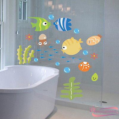 Decal dán tường trang trí phòng cho bé hình con cá nhiều màu sắc dễ gỡ bỏ chất liệu PVC kích thước 24x42cm