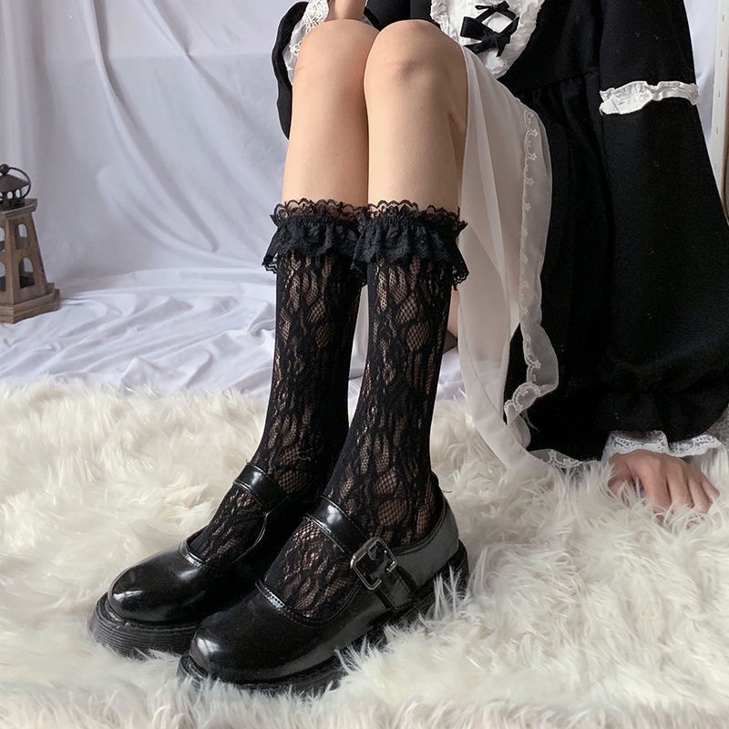Vớ Ren Bắp Viền Bèo Họa Tiết Trái Tim Phong Cách Lolita Nhật Bản Thời Trang Mùa Hè Cho Nữ