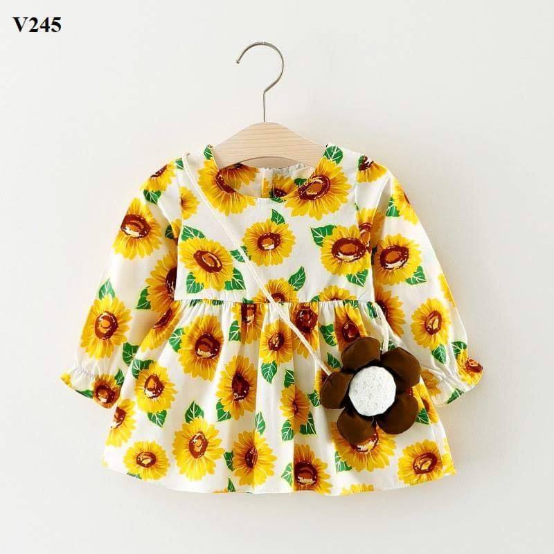 Áo váy họa tiết hoa hướng dương cho bé gái