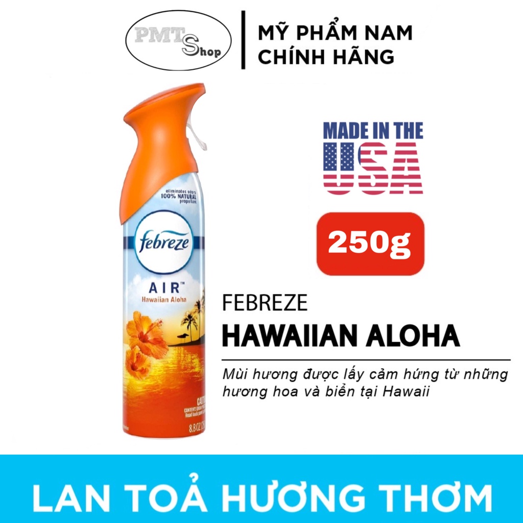 Chai xịt thơm phòng Febreze Air 250g Original Gain , Hawaiian Aloha , Ocean Hinoki Ginger Waterlily , Linen &amp; Sky