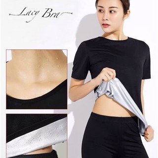 Áo Giữ Nhiệt Đổ Mồ Hôi Dáng Phông Ngắn Tay Hỗ Trợ Giảm Mỡ Vùng Bụng, Lưng, Bắp Tay Hiệu Quả Khi Tập Thể Dục