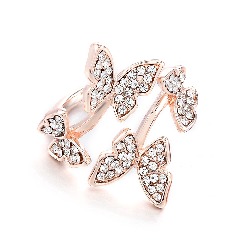 Nhẫn đính đá sa-phia trắng hình dạng bướm đơn giản cho nữ