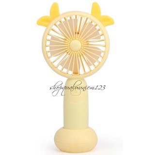 Quạt mini cầm tay hình thú có đèn và đế đỡ