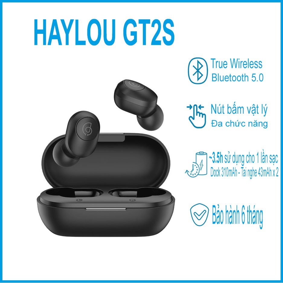 Tai Nghe Bluetooth Không Dây True Wireless Xiaomi Haylou GT1/ GT2S - Chính Hãng - BH 6 Tháng