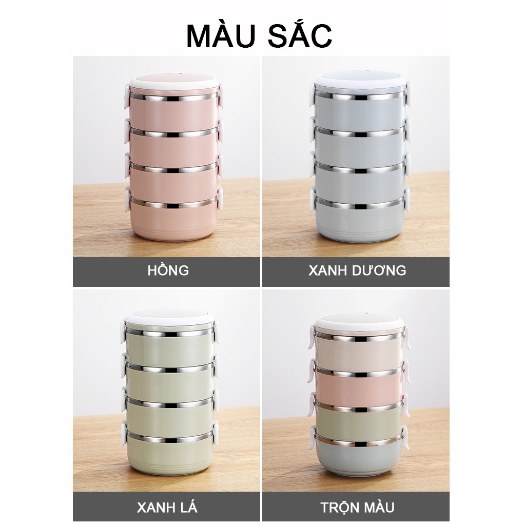 Cặp lồng giữ nhiệt bằng nhựa lúa mạch lõi inox cao cấp đựng đồ ăn, cặp lồng cơm tiện giữ nhiệt tiện ích TT -HOME