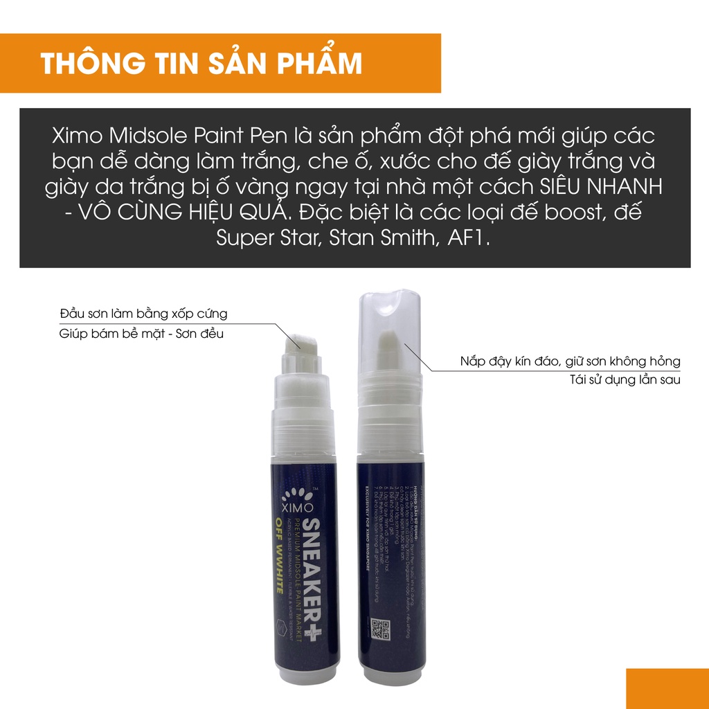 Bút Repaint sơn trắng đế giày, che ố vàng, làm mới phục hồi giày Ximo Midsole Paint Pen XI23