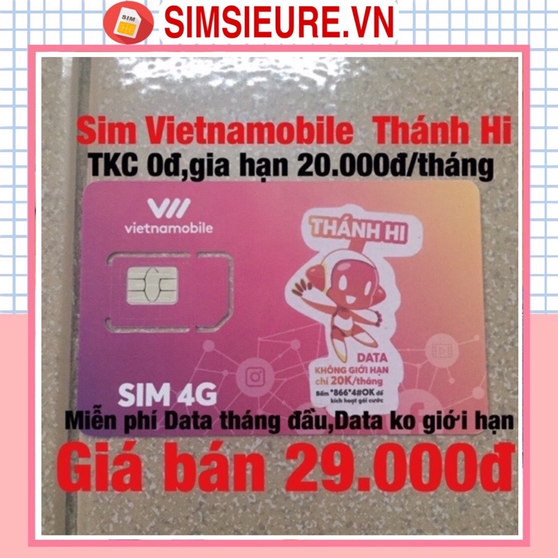 Sim Thánh Hi Vietnamobile 4G Miễn phí Data tháng đầu