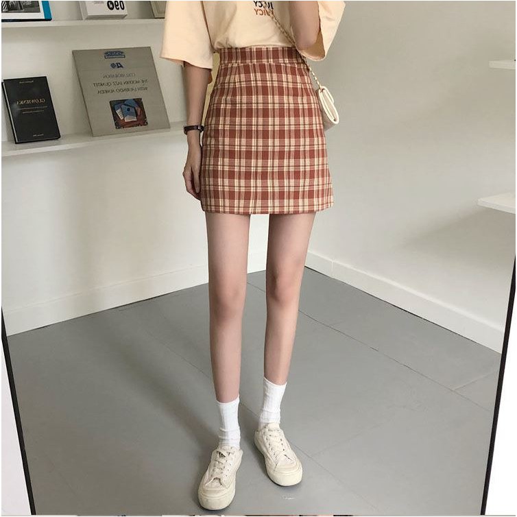 [SALE CHÀO HÈ] Chân váy ngắn nữ họa tiết kẻ ô cạp cao phong cách retro | BigBuy360 - bigbuy360.vn