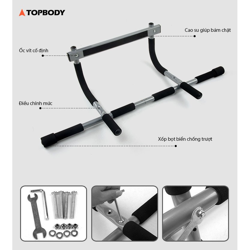 Xà đơn treo tường, đa năng không cần bắt vít TOPBODY-XADO01