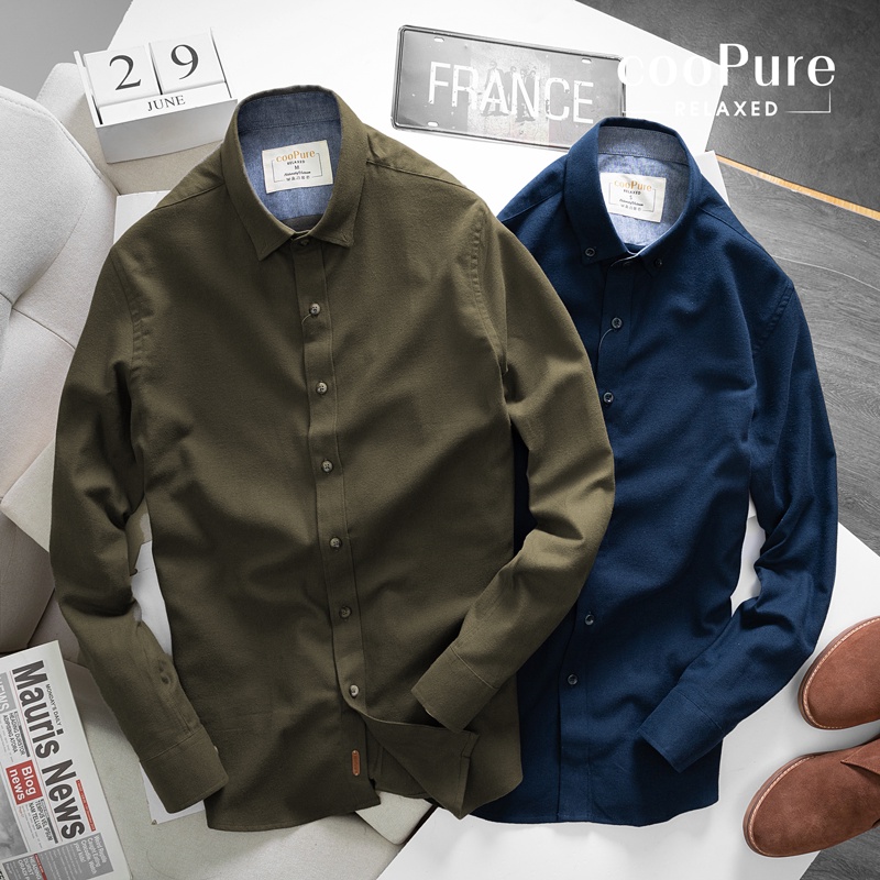 [cooPure] Áo sơ mi dạ cooPure, áo sơ mi dạ trơn 100% cotton NO.2292 | BigBuy360 - bigbuy360.vn