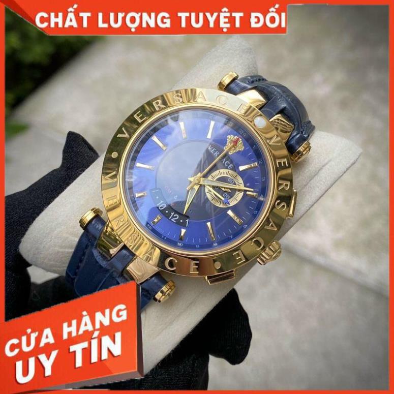 Đồng hồ nam nữ Versace dây thép không gỉ máy Thụy Sĩ size 43mm.