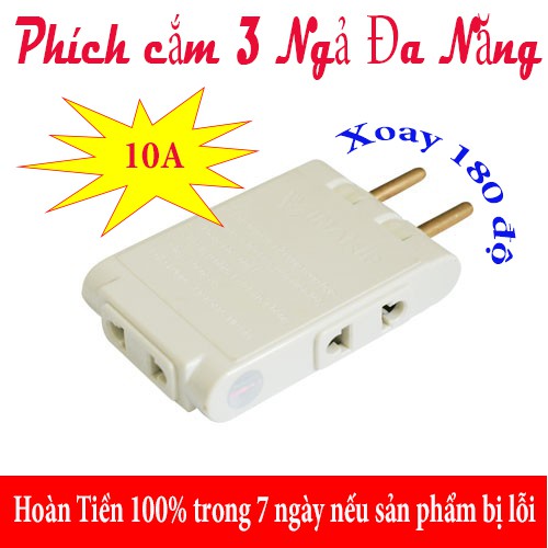 Phích Cắm Nối 3 Ngả Đa Năng 10A Viankip