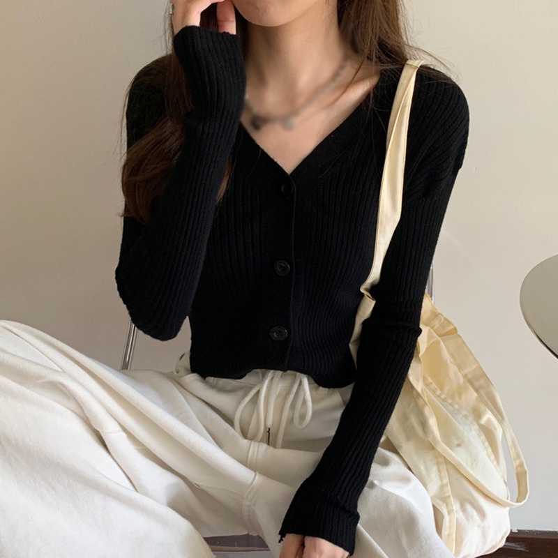 Áo Khoác Len Cardigan Tay Dài Cổ Chữ V Dáng Rộng Dễ Phối Đồ | BigBuy360 - bigbuy360.vn