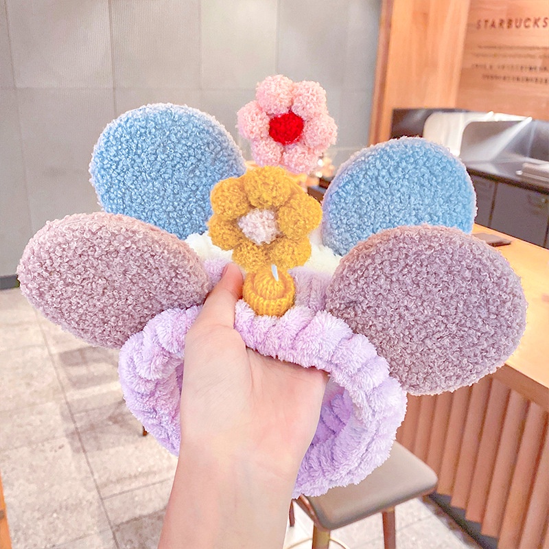 Băng Đô Cài Tóc Rửa Mặt Trang Điểm Chống Trượt Hình Bông Hoa Nhỏ Dễ Thương