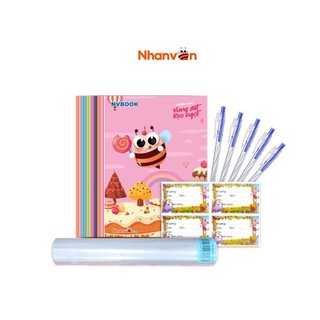 Tập Học Sinh 96 Trang - Combo Đưa Em Vào Trường - 70gsm, Bút, Bao tập, Nhãn Vở - Độc quyền Nhân Văn