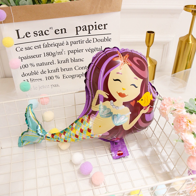 Bong Bóng Nhôm Hình Nàng Tiên Cá Hoạt Hình Trang Trí Tiệc Sinh Nhật Cho Bé