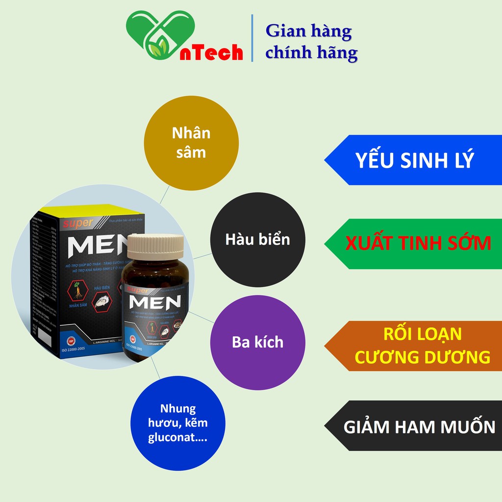 Tinh chất hàu Everyday Health SUPER MEN Hỗ trợ điều trị yếu sinh lý xuất tinh sớm rối loạn cương dương hộp 30 viên