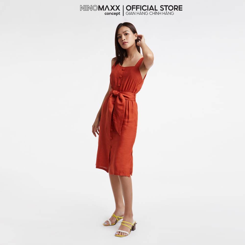 N&M Đầm thời trang Nữ Linen thắt nơ 2002012