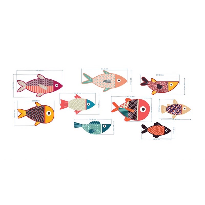 Bộ tranh gỗ  Cá decor dán tường cao cấp  trang trí phòng khách, phòng ngủ, tranh cá treo tường gắn sẵn băng dính