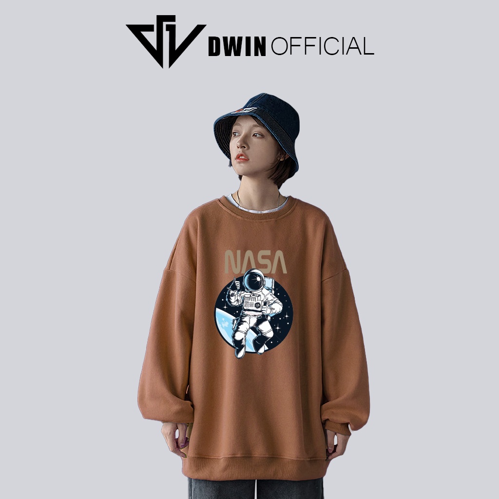 Áo sweater nỉ Nasa unisex DWIN basic nam nữ form rộng oversize local brand SP00094