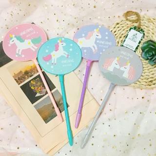 Bút gel quạt kì lân unicorn ảnh thật