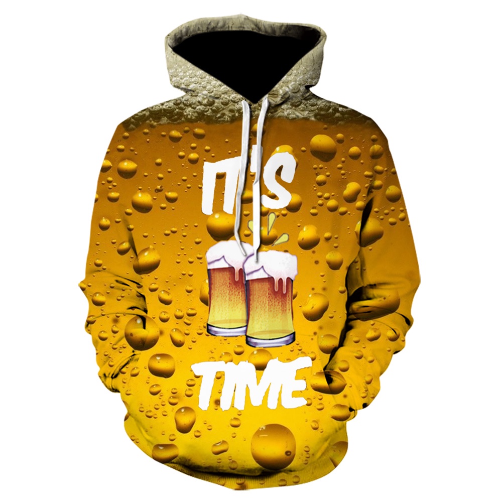 Áo hoodie Chui Đầu In Họa Tiết Bia Vui Nhộn 3d Thời Trang Năm 2021 Cho Nam