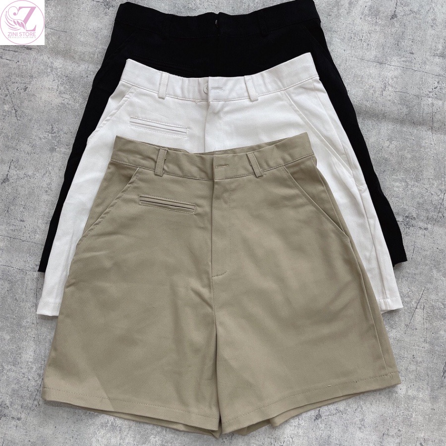 Quần Short Nữ Quần Sooc Nữ Kaki Lưng Cao Túi Mổ Phong Cách Hàn Quốc