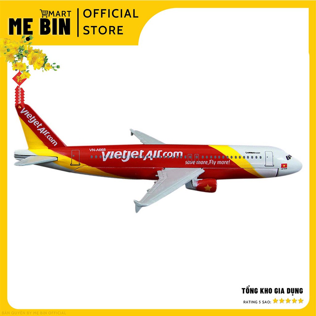 Mô Hình Máy Bay 16cm VietJet ( Màu Đỏ) Mô Hình Đồ Chơi Cho Bé + Kèm Đế Trưng Bày - Mẹ Bin Mart