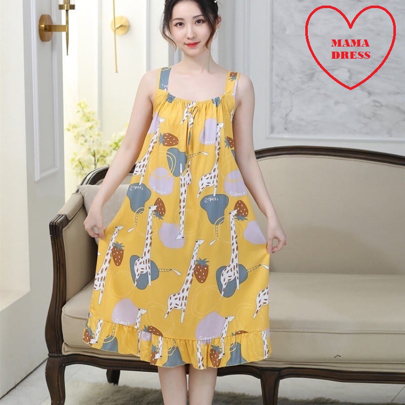 [SHOP MỚI GIÁ SỐC] Váy BẦU đầm ngủ BẦU 2 dây MAMADRESS free size từ 40 đến 80kg nhẹ nhàng và cực mát