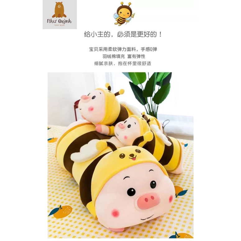 Con Heo Béo Cosplay Ong Vàng, Gấu Bông - Gối Ôm Con Heo Nằm Size 90cm - 1M1 Chất Nhung Co Dãn Đa Chiều