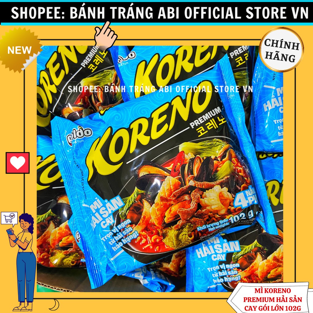 [MỚI RA MẮT] MÌ KORENO PREMIUM LOẠI MỚI HẢI SẢN CAY-GÀ HẦM GÓI LỚN 100G | BigBuy360 - bigbuy360.vn